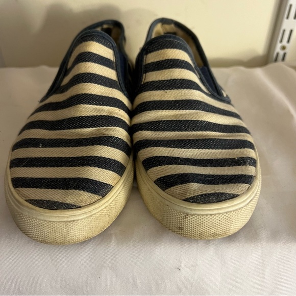 Gap Sneakers Blue White Striped Slip On Canvas Casual Comfort Loafers - Picture 2 of 4